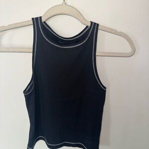 Nike Black Ribbed Tank with Contrast White Stitching